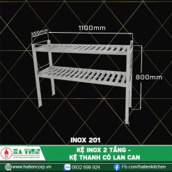 kệ inox 2 tầng dài 1100, 201