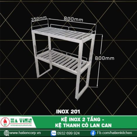 kệ inox 2 tầng dài 800, 201