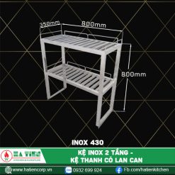 kệ inox 2 tầng dài 800, 430