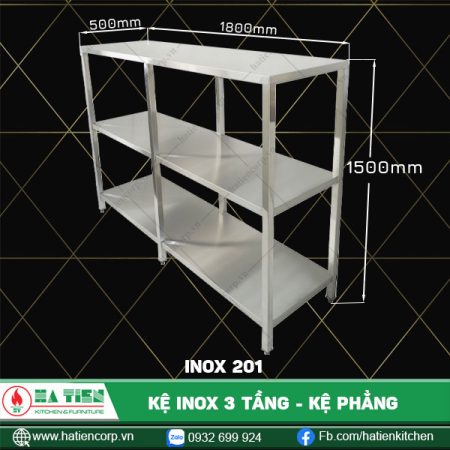 kệ inox 3 tầng dài 1800, 201