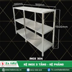 kệ inox 3 tầng dài 1800, 304