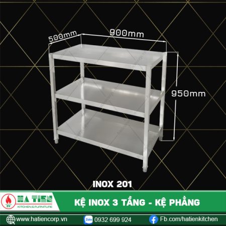 kệ inox 3 tầng dài 900, 201
