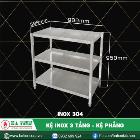 kệ inox 3 tầng dài 900, 304