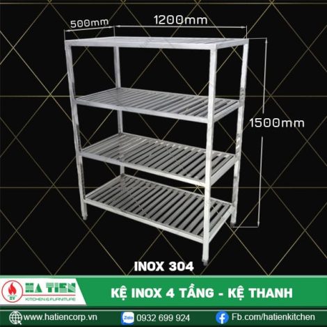 kệ inox 4 tầng dài 1200