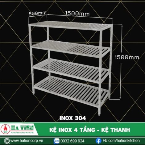kệ inox 4 tầng dài 1500, 1