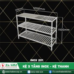 kệ 3 tầng inox 201, kích thước 350