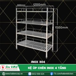 Kệ up chén inox 4 tầng dài 1200
