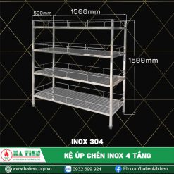 Kệ up chén inox 4 tầng 304
