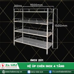 Kệ up chén inox 4 tầng 201