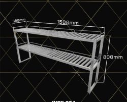 kệ inox 2 tầng dài 1500, 304