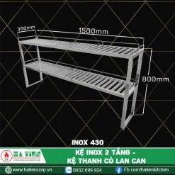 kệ inox 2 tầng dài 1500, 430