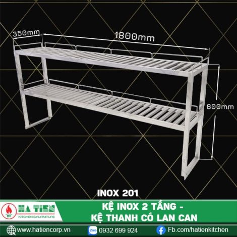 kệ inox 2 tầng dài 1800, 201