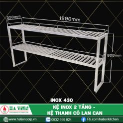 kệ inox 2 tầng dài 1800, 430