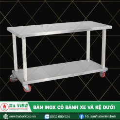 bàn inox có bánh xe 1