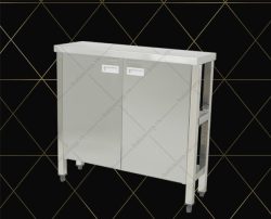 bàn inox đẹp 2 kệ dưới có cửa mở