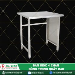 bàn inox 4 chân dùng trong quầy bar