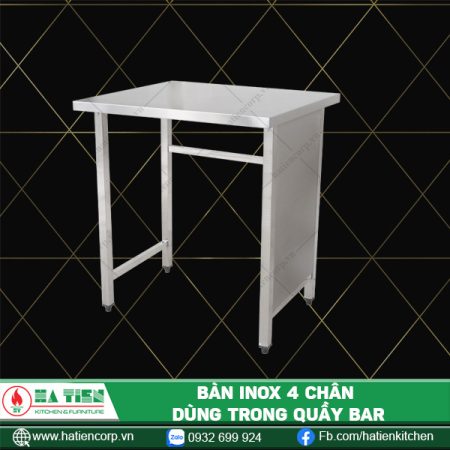 bàn inox 4 chân quầy bar