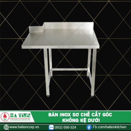 bàn inox sơ chế cắt góc