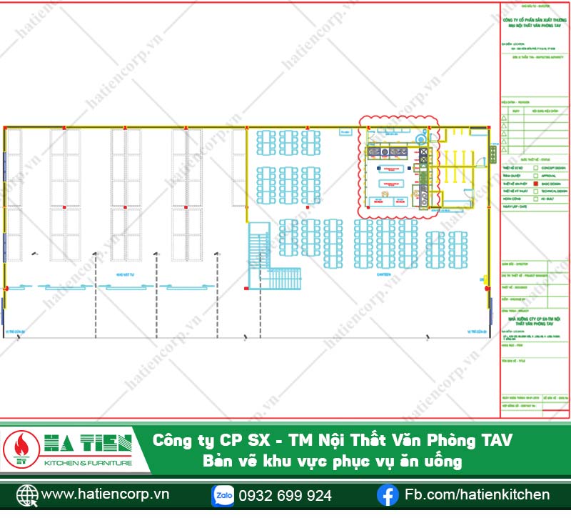 Toàn cảnh khu vực phục vụ ăn uống của công ty CP TAV