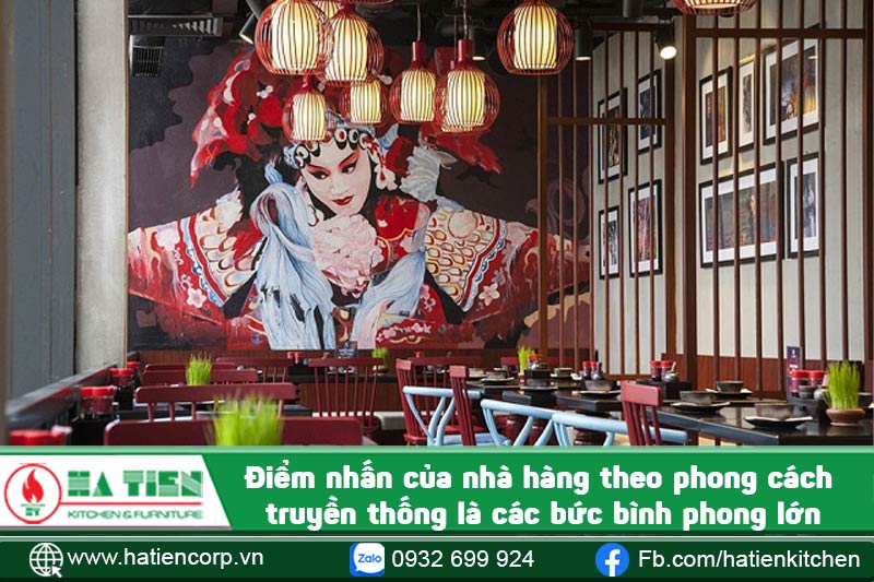 Nhà hàng dimsum thường dùng các loại bình phong lớn