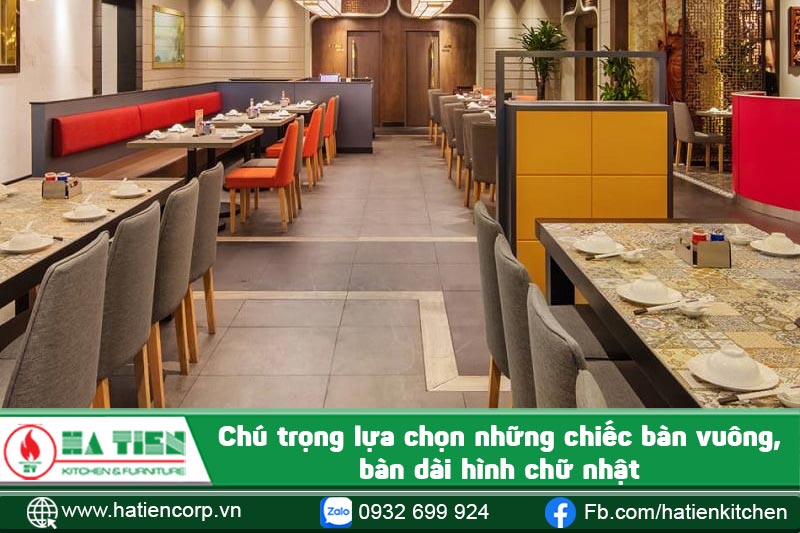 dùng các loại bàn vuông, bàn hình chữ nhật