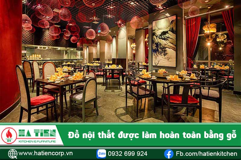 nhà hàng hong kong dùng nội thất gỗ