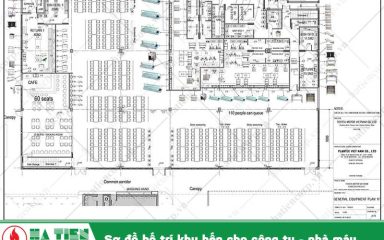 Bản vẽ bố trí thiết bị bếp công nghiệp do Hà Tiên thiết kế và thi công cho bếp ăn nhà máy