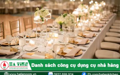 danh sách công cụ nhà hàng