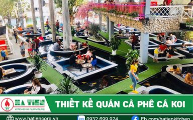 thiết kế quán cà phê cá koi