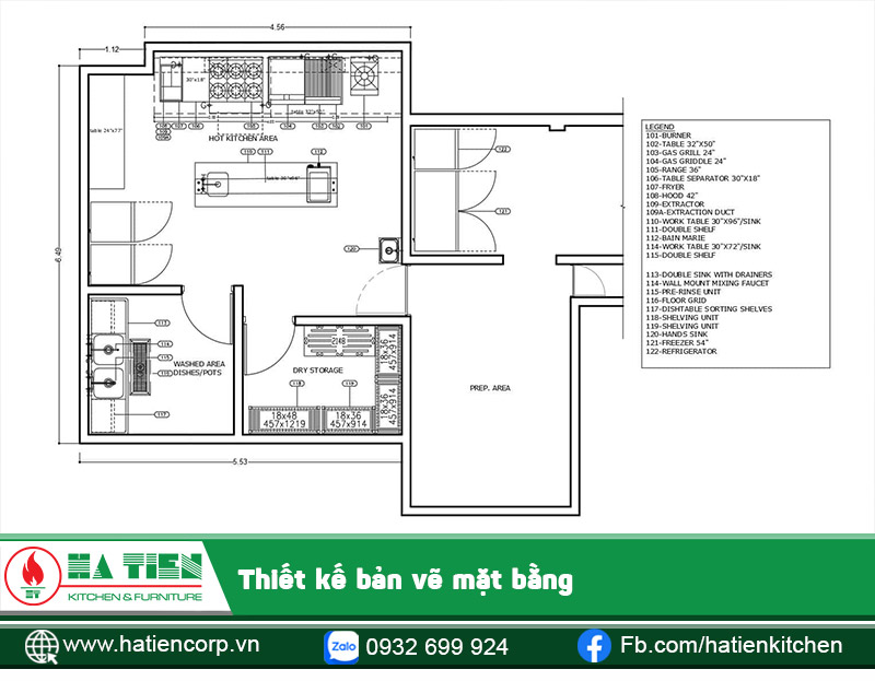 Bản vẽ khu vực bếp nhà hàng