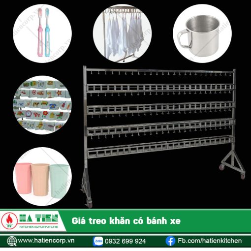 Giá treo khăn mặt có bánh xe - Giá treo khăn cho trường học