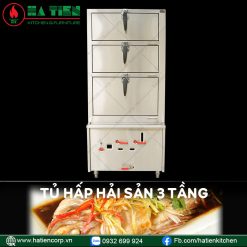 tủ hấp hải sản 3 tầng dùng gas