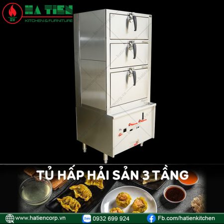 tủ hấp hải sản 3 tầng gas