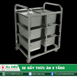 Xe đẩy thức ăn 3 tầng Hà Tiên - Xe inox đẩy khay GN