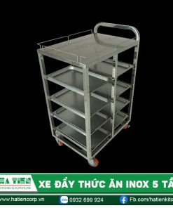 Xe đẩy thức ăn inox 5 tầng Hà Tiên - Xe đẩy khay tiện dụng