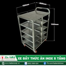Xe đẩy thức ăn inox 5 tầng Hà Tiên - Xe đẩy khay tiện dụng