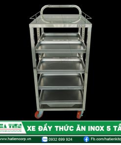Xe đẩy thức ăn inox 5 tầng Hà Tiên - Xe đẩy khay tiện dụng