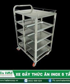 Xe đẩy thức ăn inox 5 tầng Hà Tiên - Xe đẩy khay tiện dụng