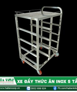 Xe đẩy thức ăn inox 5 tầng Hà Tiên - Xe đẩy khay tiện dụng