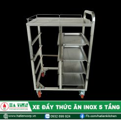 Xe đẩy thức ăn inox 5 tầng Hà Tiên - Xe đẩy khay tiện dụng