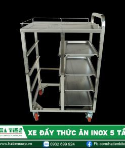 Xe đẩy thức ăn inox 5 tầng Hà Tiên - Xe đẩy khay tiện dụng