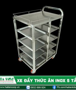 Xe đẩy thức ăn inox 5 tầng Hà Tiên - Xe đẩy khay tiện dụng