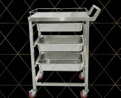 Xe đẩy thức ăn nhà hàng Hà Tiên - Xe inox khay GN vận chuyển thức ăn