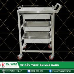 Xe đẩy thức ăn nhà hàng Hà Tiên - Xe inox khay GN vận chuyển thức ăn