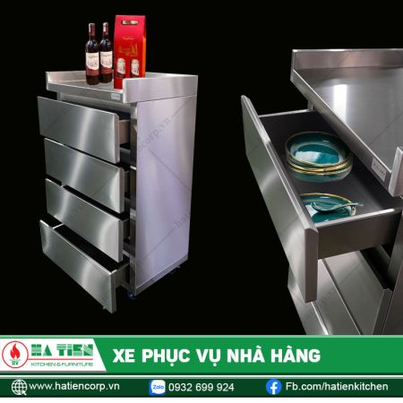 Xe đẩy phục vụ nhà hàng - Xe đẩy inox phục vụ thức ăn
