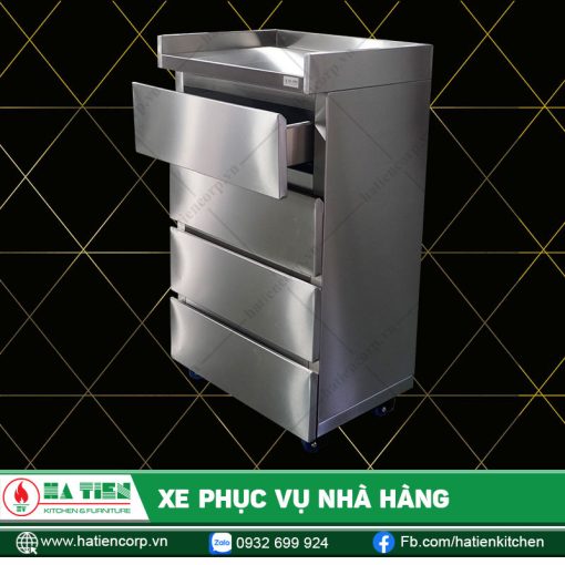 Xe đẩy phục vụ nhà hàng - Xe đẩy inox phục vụ thức ăn