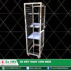 Xe Đẩy Khay Cơm Inox - Xe Đẩy Khay Không Cửa