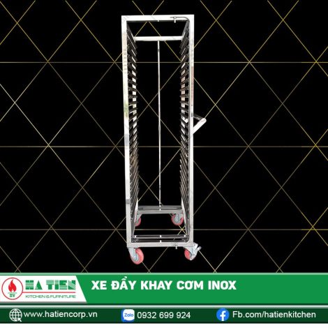 Xe Đẩy Khay Cơm Inox - Xe Đẩy Khay Không Cửa