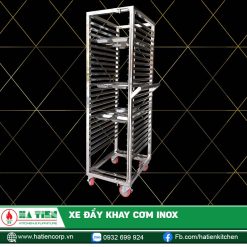 Xe Đẩy Khay Cơm Inox - Xe Đẩy Khay Không Cửa