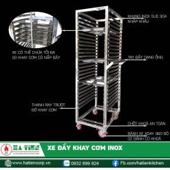 Xe Đẩy Khay Cơm Inox - Xe Đẩy Khay Không Cửa